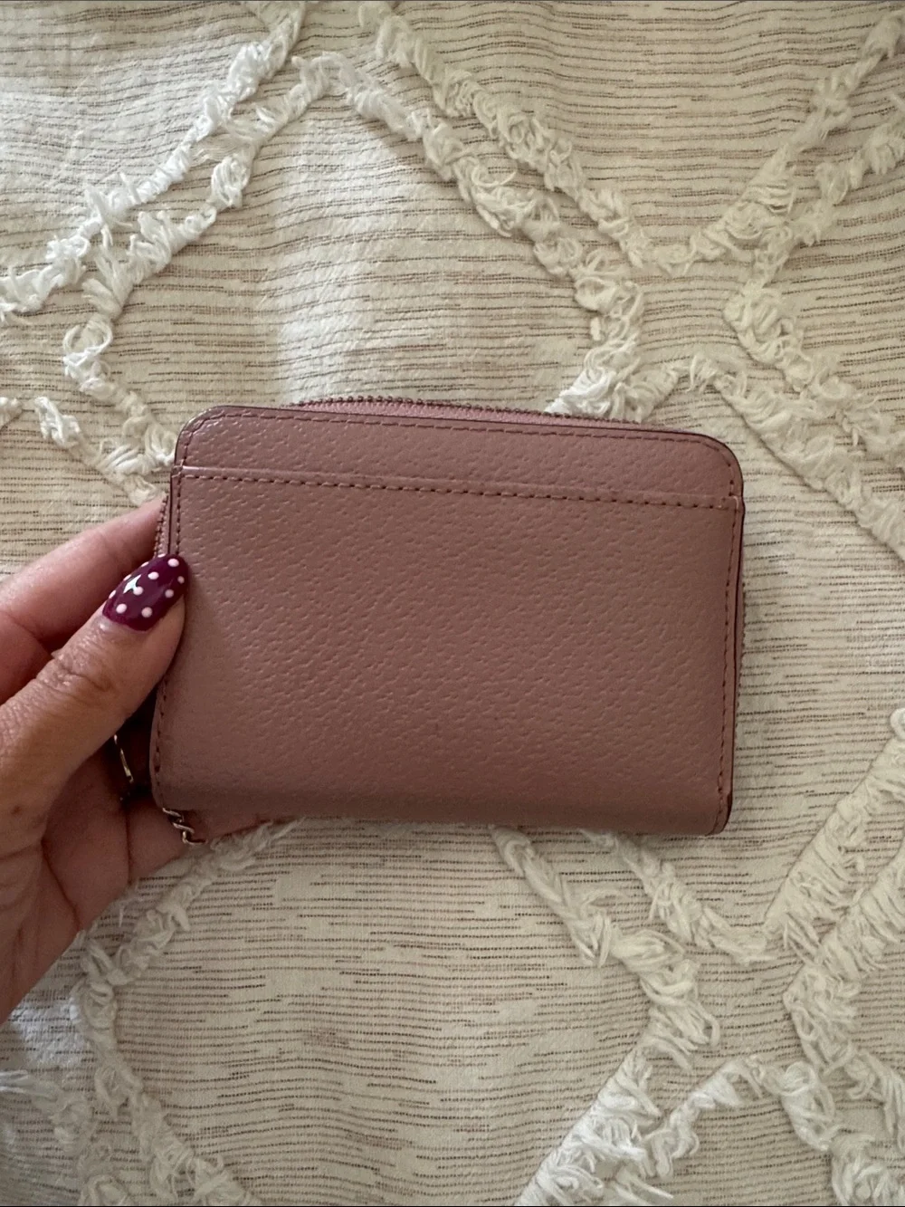 kate spade Mauve Pink Pebbled Leather Zip Wallet